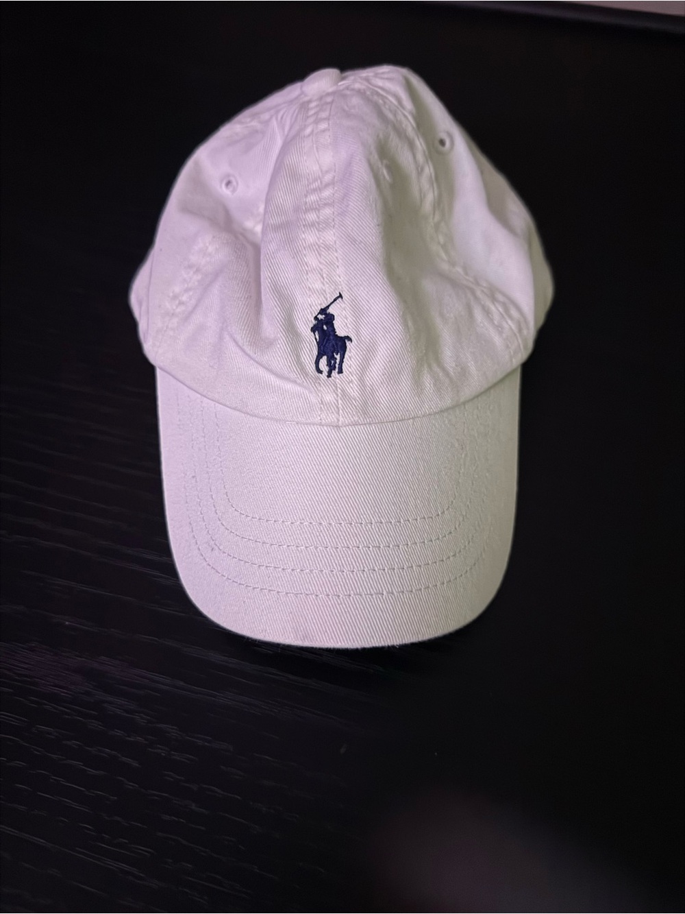 Polo Ralph Lauren White Baseball Cap with Navy Pony Logo Size 12-24m